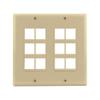 12-Port Double-Gang Wall Plate (Ivory) view 1