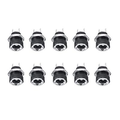 Jyving 10pcs/Pack Female Panel Mount Connector 5.5 mm x 2.1mm DC Power Supply Jack Socket Adapter