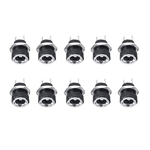 Jyving 10pcs/Pack Female Panel Mount Connector 5.5 mm x 2.1mm DC Power Supply Jack Socket Adapter