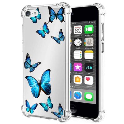 Tothedu Phone Case for iPod Touch 7/iPod Touch 6/iPod Touch 5 Case for Girls, Clear Slim Shockproof Pattern Soft Flexible TPU Back Phone Protective Cover Cases for iPod Touch 5/6/7th (Butterfly)