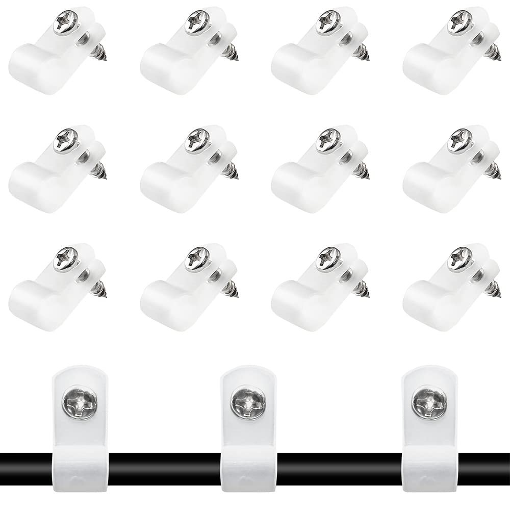 Rierdge 50 Pcs 1/2 Inch R-Type Clip Clamp, Nylon P-Type Mounting Clips, Cable Clip Wire Clamp for Wire Management, Stainless Steel Screws Included
