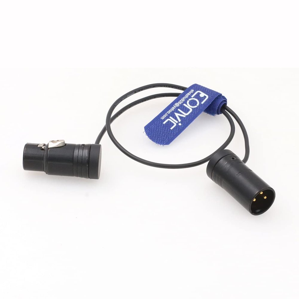 Eonvic Low Profile 3 Pin XLR Female to Male Adjustable Angle Audio Cable for Sound Devices 633 688 788T 302 552| Zaxcom| Zoom Recorder| Canon XF-605 Camcorder Black