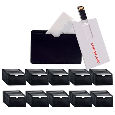 100 Pack 4GB Custom USB Flash Drive Personalized Your Logo, USB 2.0 Card Pen Drive with Leather Bag, Thumb Drive Memory Stick - Color Print Logo for Company Ads Wedding Gift Photography Vedio