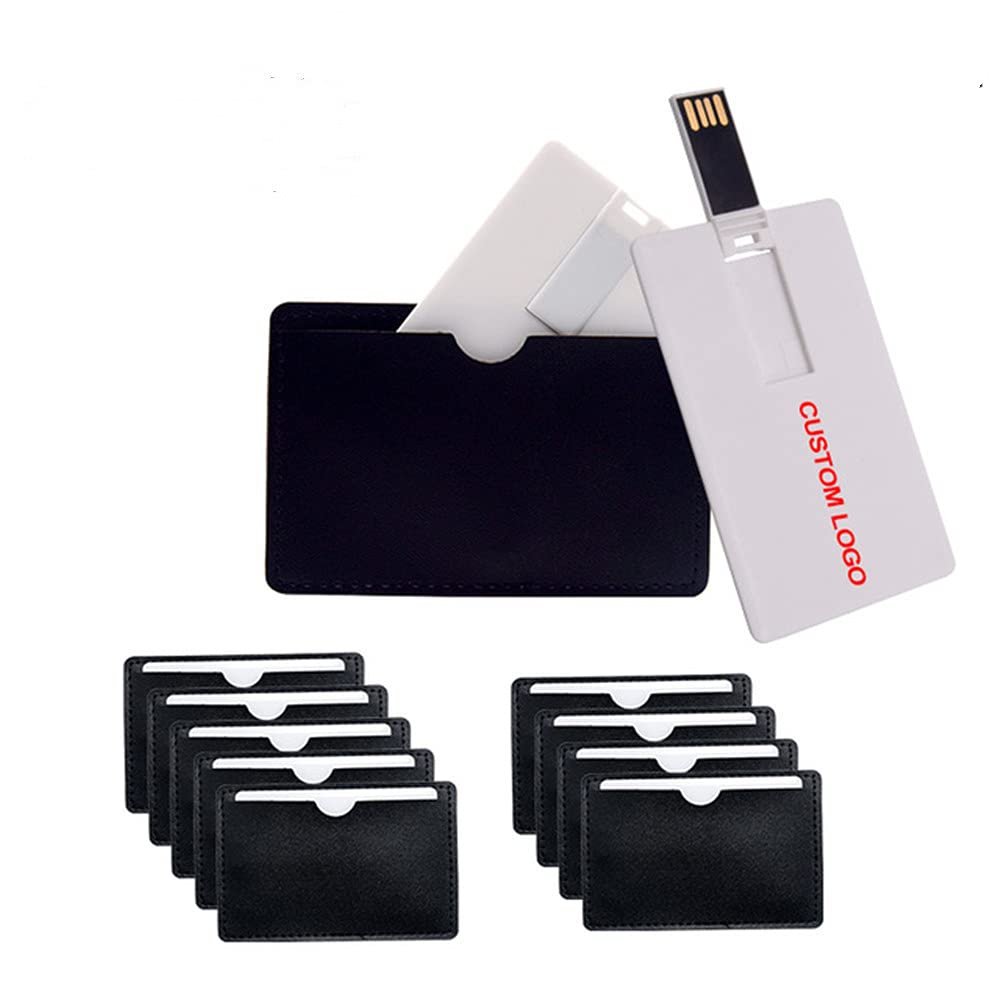 10 Pack 4GB Custom USB Flash Drive Personalized - Your Logo, USB 2.0 Card USB Pen Drive - Leather Bag, Thumb Drive Memory Stick with Color Print Logo for Company Ads Wedding Gift Photography Vedio