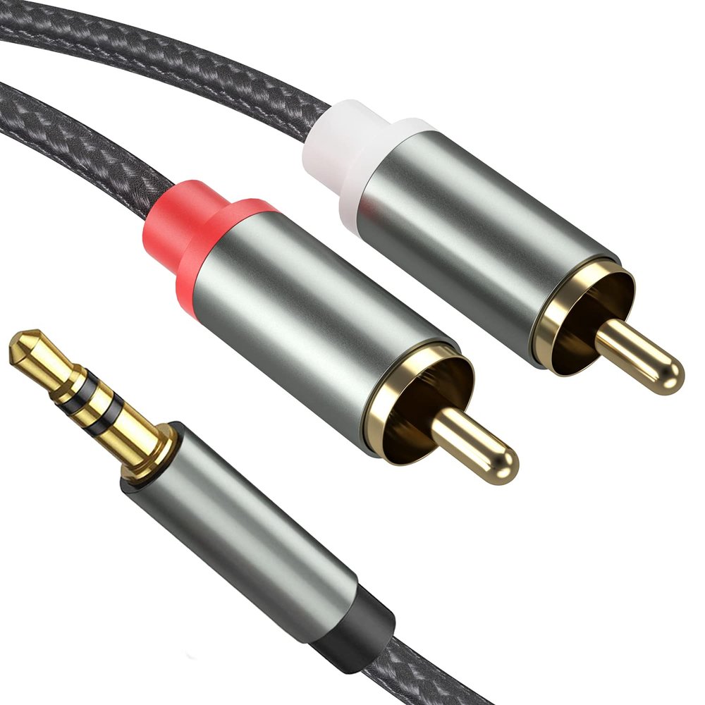 10FT 3.5mm to RCA Cable - Nylon Braided Aux Audio Adapter Compatible with iPhone, Smartphones, Tablets & Speakers