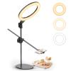 ULANZI [Upgraded Base] Overhead Tripod for Phone with 10 Selfie Ring Light, Phone Stand for Filming 3500k-6500K Dimmable, Ring Light Phone Holder for Video Recording, Live Stream, PortraitMakeup view 1
