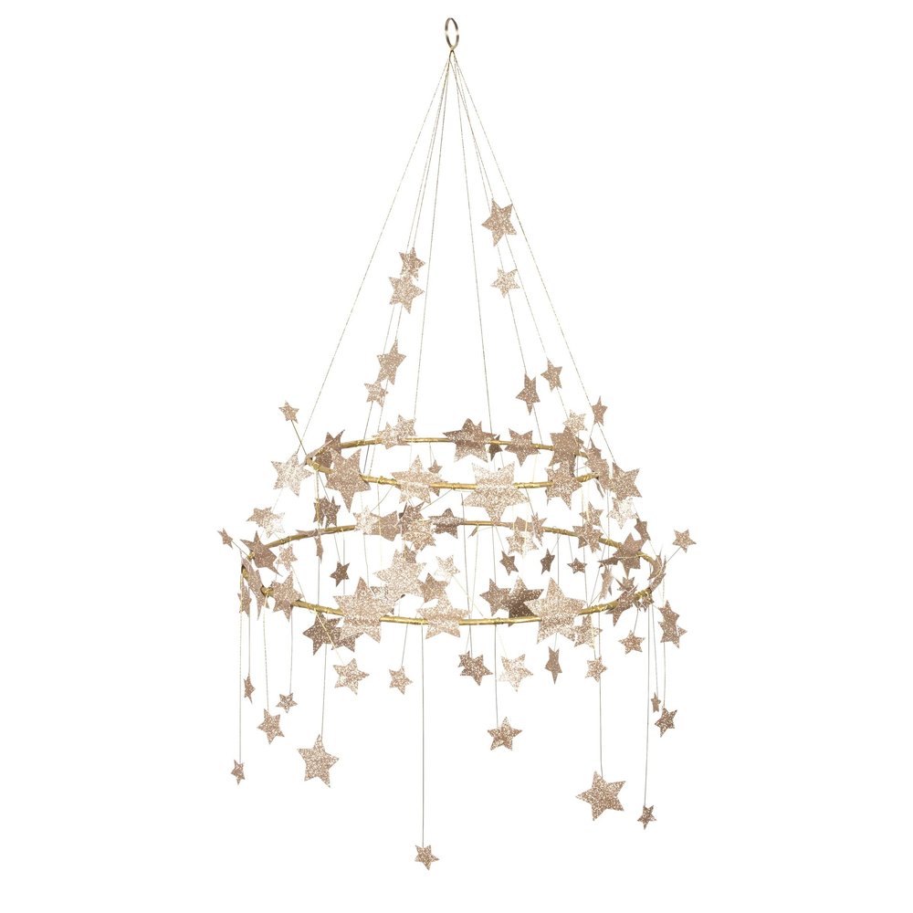 Meri Meri Gold Sparkle Star Chandelier (Pack of 1)