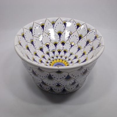 16" ROUND TALAVERA SINK ceramic bathroom vessel sink, mexican handmade folk art
