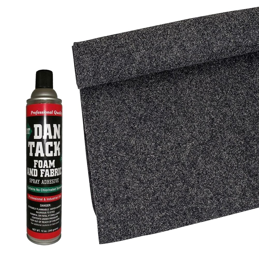 Absolute C20YGR 20-Feet Long by 4 Feet Wide, 80 Square Feet Dark Gray (Charcoal) Carpet for Speaker Sub Box Carpet Home, Auto, RV, Boat,Car Trunk Liner + Dantack Foam & Fabric Glue Adhesive Spray