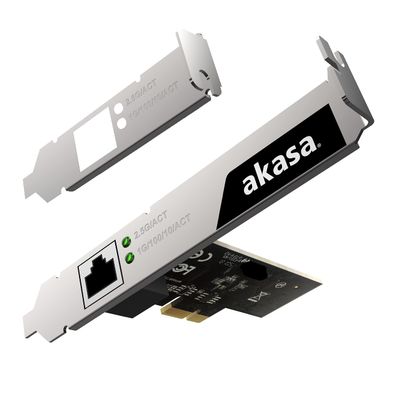 Akasa 2.5 Gigabit PCIe Network Card | 10/100/1000/2500 Mbps | RJ45 Ethernet Port | Support Low Profile Case | Compatible with Windows 7/8.X / 10 Linux 4.x or Later | AK-PCCE25-01