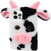 Shinyzone Compatible with Samsung Galaxy S21 Ultra Plush Case 3D Ear Fluffy Cows Case for Kids Girls Women,Cute Cartoon Animals Faux Fur Case Furry Warm Fuzzy Shockproof Back Cover view 2