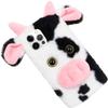 Shinyzone Compatible with Samsung Galaxy S21 Plush Case 3D Ear Fluffy Cows Case for Kids Girls Women,Cute Cartoon Animals Faux Fur Case Furry Warm Fuzzy Shockproof Back Cover view 4