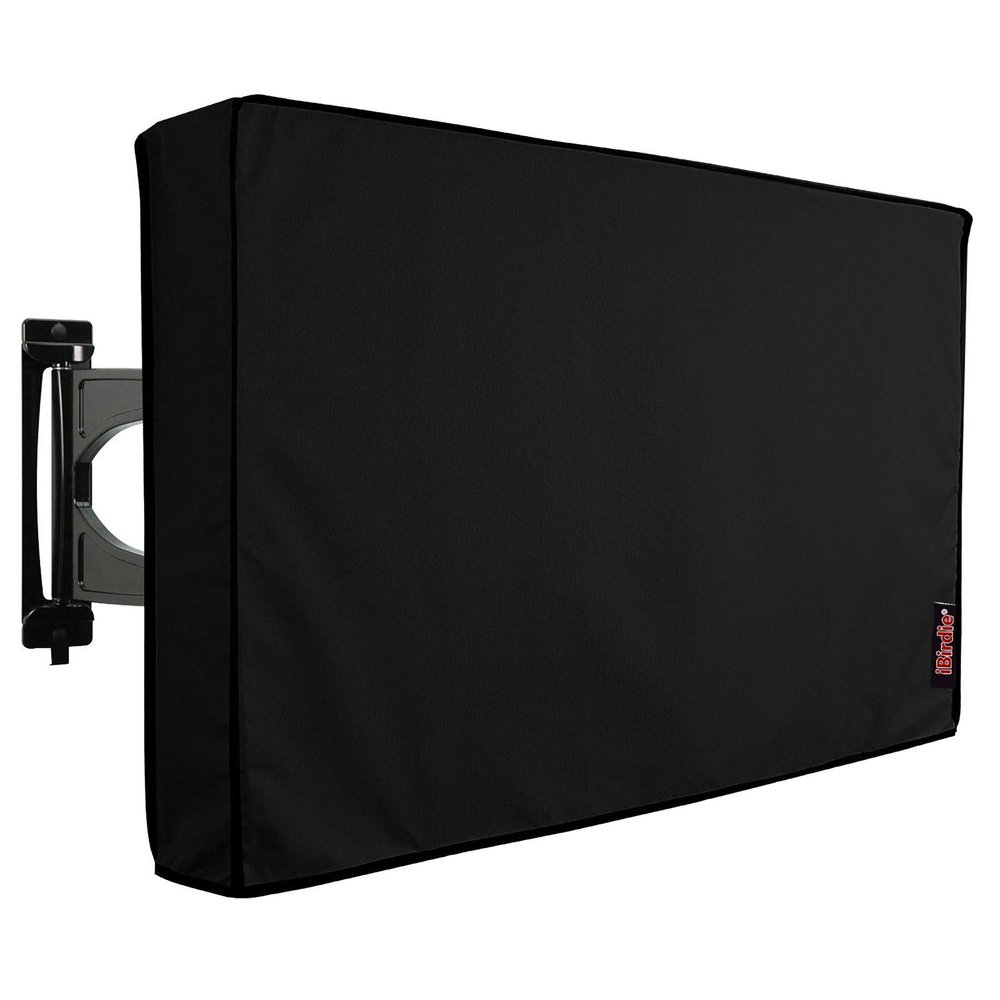 iBirdie Outdoor TV Cover 80 to 85 inch Weatherproof, Cover Size 75''L x 45''H, Waterproof for Outside Flat Screen 80 to 85 inch TV, Black, 600D Thick Fabric Screen Protector with Bottom