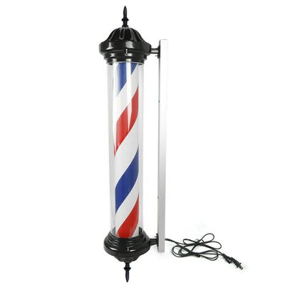 Futchoy 41 Inch Barber Shop Sign LED Light Hair Salon Outdoor Retro Barber Shop Pole Luminous Rotating Stripe Wall Hanging Lamp Waterproof Rotating Barber Pole Red White Blue Stripe Sign Lamp