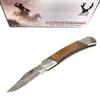 THE BONE EDGE 9" Folding Knife Wood Handle Stainless Steel Blade Leather Sheath view 3