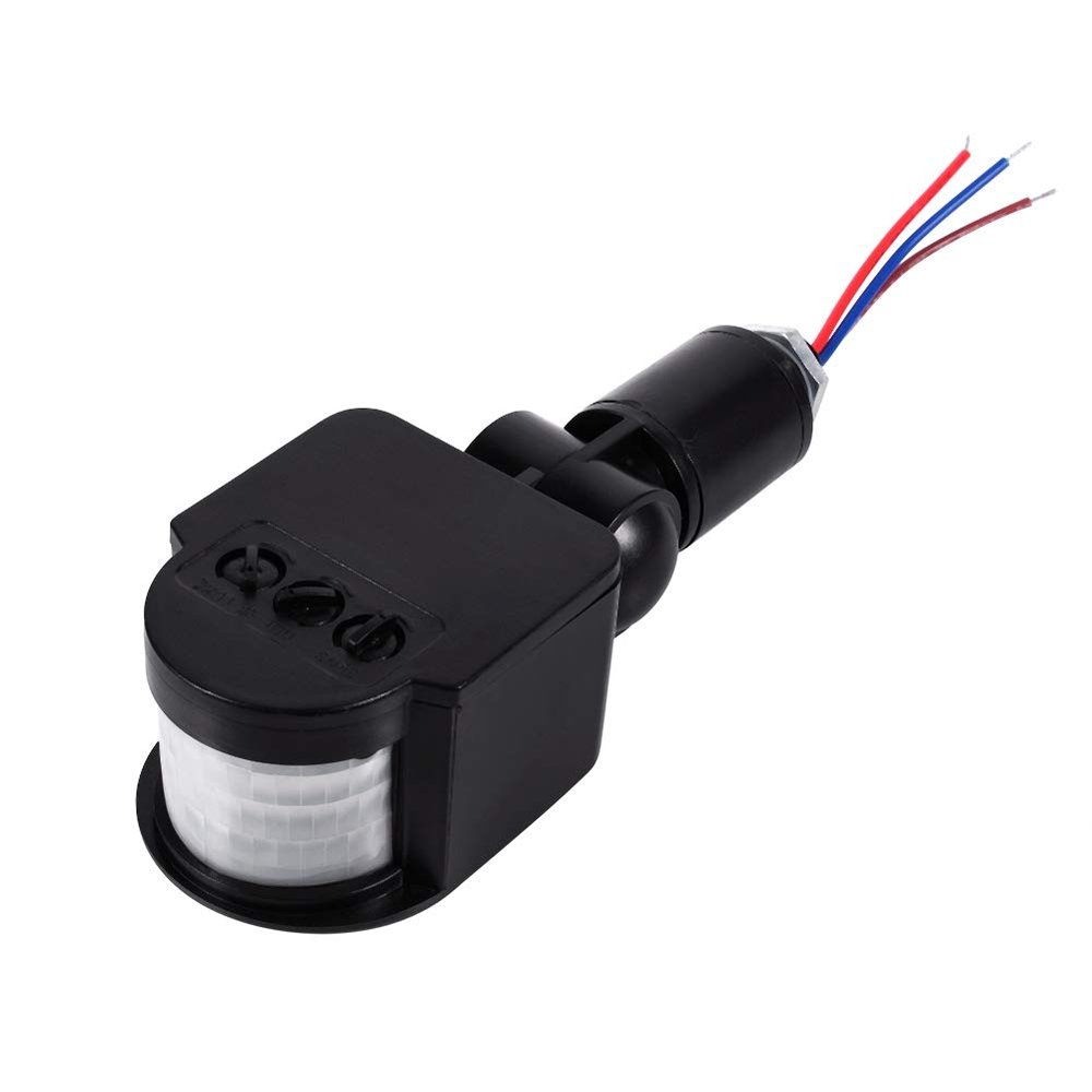 LED Outdoor 90~250V 180 Degree Security Infrared PIR Motion Sensor Detector Wall Light Switch Black