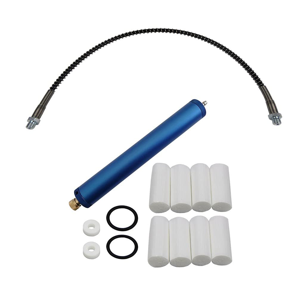 UP100 1 Set Blue & Black Oil-Water Separator Outer Diameter 37.5mm with 1 Meter Nylon Hose High Pressure PCP Hand Pump Air Filter for High Pressure 30mpa/300bar/4500psi Air Pump (Blue)