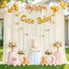 10ft x 7ft Champagne Backdrop Curtain for Baby Shower Wrinkle Free Backdrop Drapes Panels for Parties Wedding Bridal Shower Birthday Photo Photography Polyester Fabric Background Decoration view 2