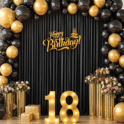 10ft x 7ft Black Backdrop Curtain for Parties Black Wrinkle Free Backdrop Drapes Panels for Birthday Party Wedding Photo Photography Polyester Fabric Background Decoration