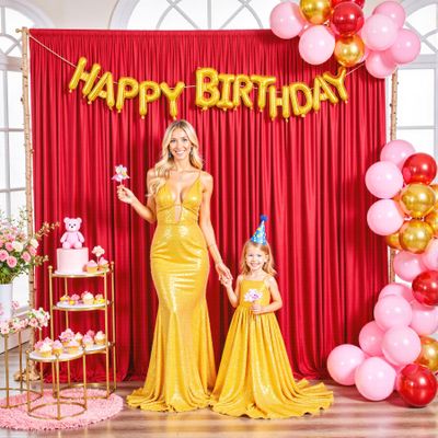 10ft x 10ft Red Backdrop Curtain for Parties Red Wrinkle Free Backdrop Drapes Panels for Wedding Baby Shower Birthday Photo Photography Christmas Polyester Fabric Background Decoration