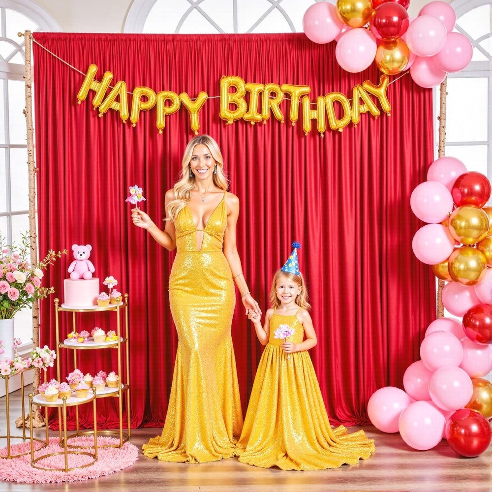 10ft x 10ft Red Backdrop Curtain for Parties Red Wrinkle Free Backdrop Drapes Panels for Wedding Baby Shower Birthday Photo Photography Christmas Polyester Fabric Background Decoration