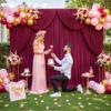 10ft x 10ft Burgundy Backdrop Curtain for Parties Wedding Maroon Wrinkle Free Backdrop Drapes Panels for Birthday Party Bridal Shower Photo Photography Polyester Fabric Background Decoration view 2