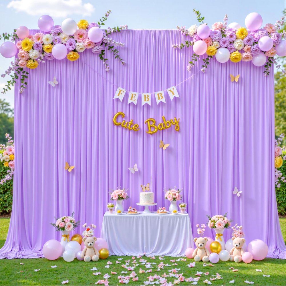 10ft x 10ft Lavender Backdrop Curtain for Parties Wedding Light Purple Wrinkle Free Backdrop Drapes Panels for Baby Shower Birthday Party Photo Photography Polyester Fabric Background Decoration