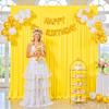 10ft x 7ft Yellow Backdrop Curtain for Parties Yellow Wrinkle Free Backdrop Drapes Panels for Birthday Party Baby Shower Wedding Photo Photography Polyester Fabric Background Decoration view 2