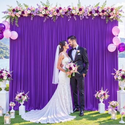 10ft x 10ft Purple Backdrop Curtain for Parties Purple Wrinkle Free Backdrop Drapes Panels for Wedding Mermaid Birthday Party Baby Shower Photo Photography Polyester Fabric Background Decoration