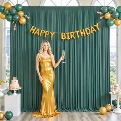 10ft x 7ft Hunter Green Backdrop Curtain for Parties Dark Green Wrinkle Free Backdrop Drapes Panels for Baby Shower Birthday Party Photo Photography Polyester Fabric Background Decoration