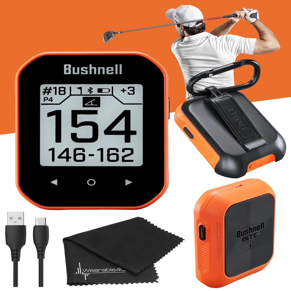Wearable4U - Bushnell Phantom 3 GPS Rangefinder Orange with BITE Magnetic Mount and GreenView with Lens Cleaning Cloth Bundle