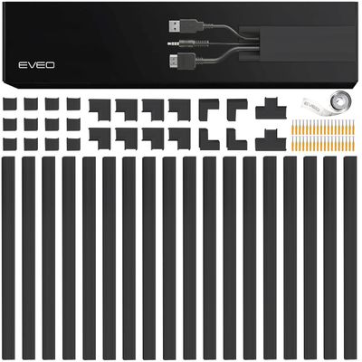 EVEO Cable Hider Wall 306 - Cable Raceway Cord Hider - Wire Covers for Cords on Wall, Cord Cover, Wall Cable Hider, Cable Concealer, Wire Hiders for TV on Wall - 20X (L16 W0.95 H0.5) - Medium | Black