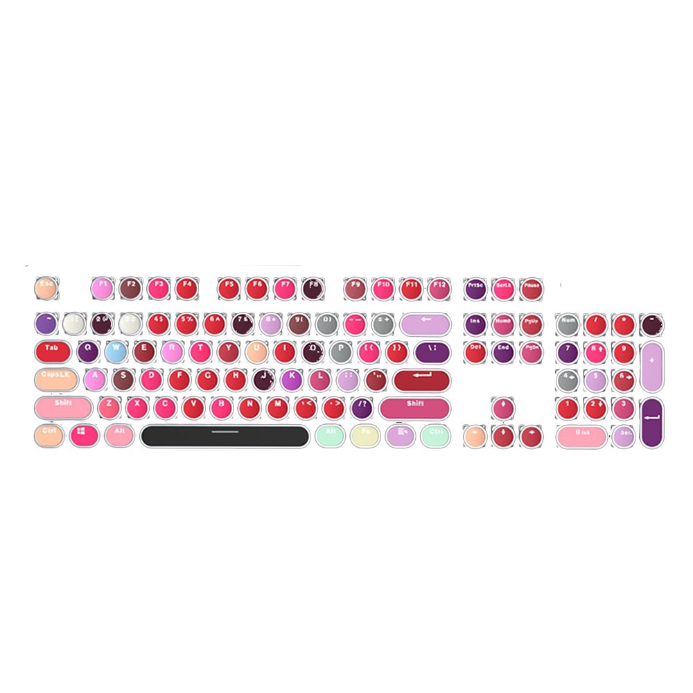104 Keys Lipstick Color Keyboard Caps Electroplating Textured Keycaps with Backlight Mechanical Keyboard Colorful Keycaps for PC Computer Mix Color
