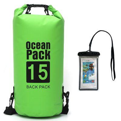 Oflive Waterproof Dry Bag with Phone Case, 2L/5L/10L/15L/20L/30L, Floating and Lightweight Bags for Kayaking, Rafting, Boating, Swimming, Camping, Hiking, Beach, Fishing (Green, 2L)