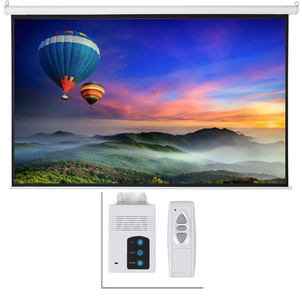 Henf 100" Viewing Area Motorized Projector Screen 4:3 Diagonal with Remote Control, 80" x 60" Display Electric Wall Mounted Ceiling Projector Screen Drop Down Projection Screen, Matte White