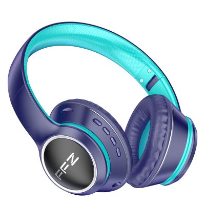 FFZ Kids Bluetooth Headphones, Wireless for School, Built-in Mic, LED Lights, Foldable for Ipad/Tablet/Car/Airplane (Navy Blue)