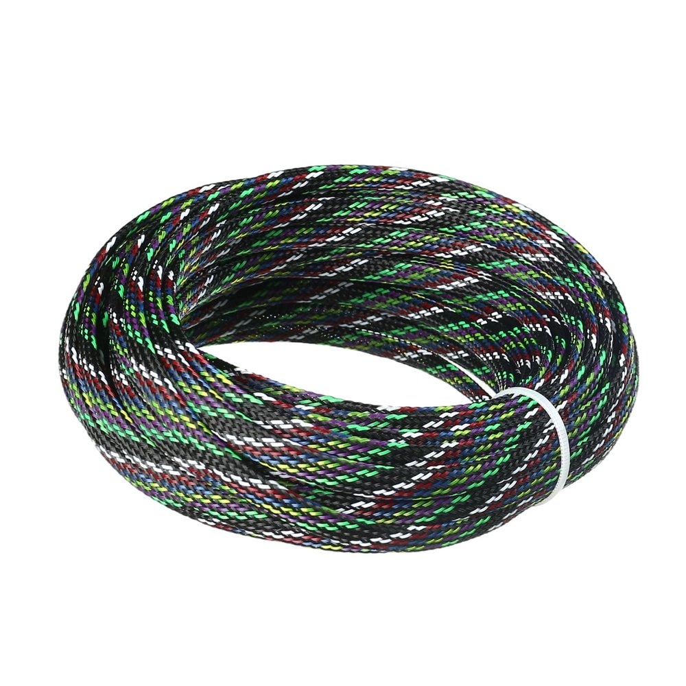Bettomshin 1Pcs Length 32.8Ft PET Braided Cable Sleeve, Width 6mm Expandable Braided Sleeve for Sleeving Protect and Beautify The Industrial, Electric Wire Electric Cable Multicolor