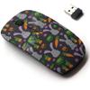 2.4G Wireless Mouse with Cute Pattern Design for All Laptops and Desktops with Nano Receiver - Colored Rabbits Flowers view 1