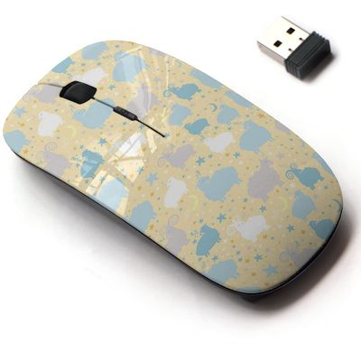 2.4G Wireless Mouse with Cute Pattern Design for All Laptops and Desktops with Nano Receiver - Cute Sheep Moon