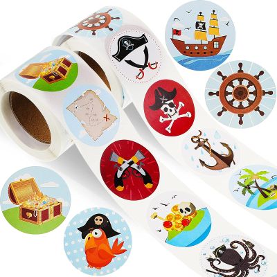 Outus 1000 Pieces Pirate Stickers Bulk for Kids Small Fun Pirate Themed Party Sticker Favors Assorted Roll Wall Decals for Water Bottles Laptop Luggage Computer Scrapbooking Halloween Birthday Decor