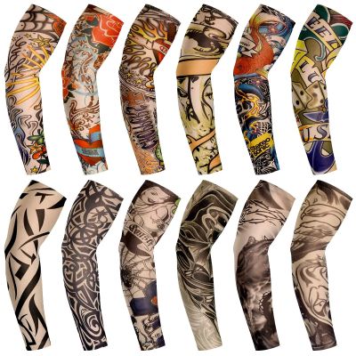 Geyoga 12 Pieces Tattoo Sleeves Set Fake Arm Sleeves Cover Realistic Soft Elasticity Arm Protection for Men Women Working (One Size)