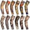 Geyoga 12 Pieces Tattoo Sleeves Set Fake Arm Sleeves Cover Realistic Soft Elasticity Arm Protection for Men Women Working (One Size) view 1