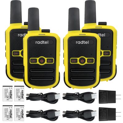 Radtel RT12 Rechargeable Walkie Talkies for Adults Long Range Handheld FRS Two Way Radio 16CH Handsfree VOX for Camping Hiking (4 Pack) (Yellow)