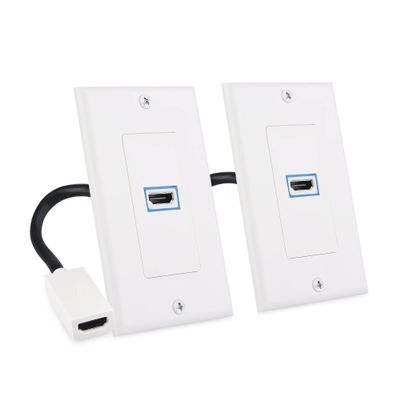 Cable Matters 2-Pack 1-Port 8K HDMI Wall Plate, Supports [8K@60Hz, 4K@120Hz, VRR, ALLM, HDR, HDCP 2.3], HDMI Wall Outlet, White