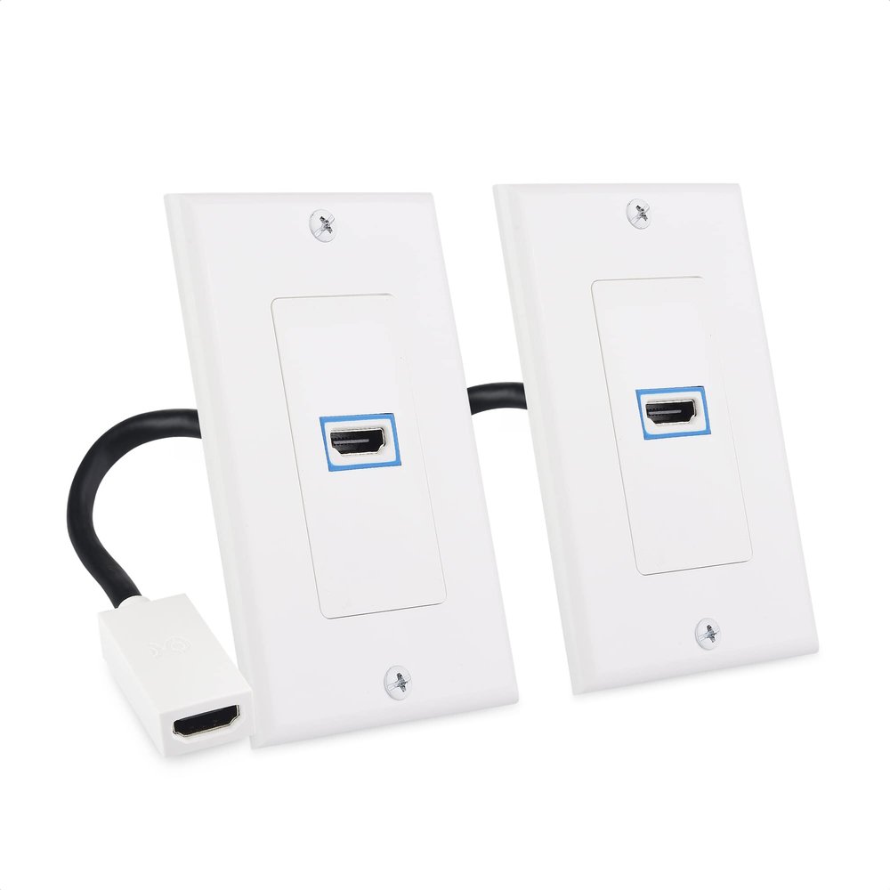 Cable Matters 2-Pack 1-Port 8K HDMI Wall Plate, Supports [8K@60Hz, 4K@120Hz, VRR, ALLM, HDR, HDCP 2.3], HDMI Wall Outlet, White