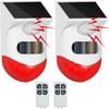 ChunHee Solar Motion Sensor Outdoor Alarm,Adjustable Sensitivity Motion Activated Alarm,129db Sound Security Siren Light IP67 Waterproof and 4 Mode for Home,Farm,Barn,Villa,Yard(2 Pack) view 1
