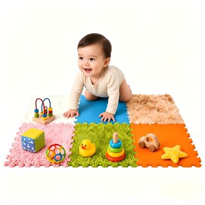 Edusense 6-Pack Sensory Floor Tiles, Textures Tactile Stimulation Toys for Kids, Anti-Slip Interlocking Foam Play Mat for Autism/ADHD, Non-Toxic, Easy Self-Assembly, Waterproof for Classroom, Daycare
