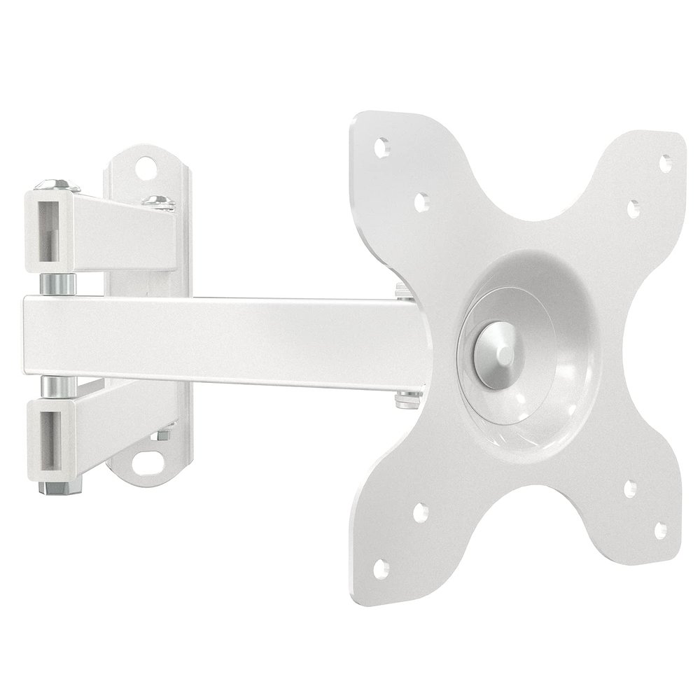 WALI TV Wall Mount Articulating LCD Monitor Full Motion 15 inch Extension Arm Tilt Swivel for Most 13 to 32 inch LED TV Flat Panel Screen with Mounting Holes up to 100x100mm (1330LM-W), White