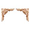 SUNHAWK Pair of Wood Carved Corner Applique Leaf Scroll Carved 4-1/2", 6" and 8" Onlay for Panel, Cabinet, Wall Decor, and Furniture (Red Oak, 4-1/2"x4-1/2 x5/8" T) view 1