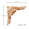 SUNHAWK Pair of Wood Carved Corner Applique Leaf Scroll Carved 4-1/2", 6" and 8" Onlay for Panel, Cabinet, Wall Decor, and Furniture (Red Oak, 4-1/2"x4-1/2 x5/8" T) view 2
